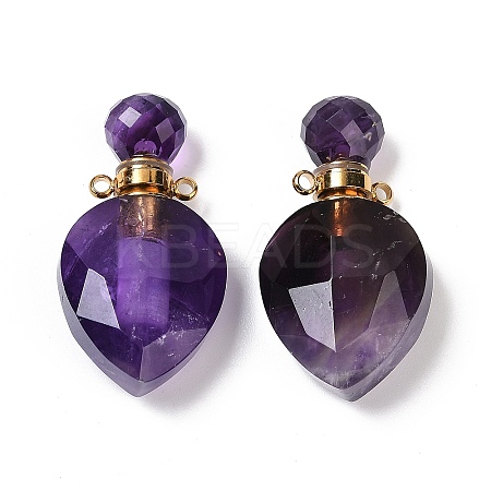 Natural Amethyst Faceted Teardrop Bottle Pendants G-A225-02G-05-1