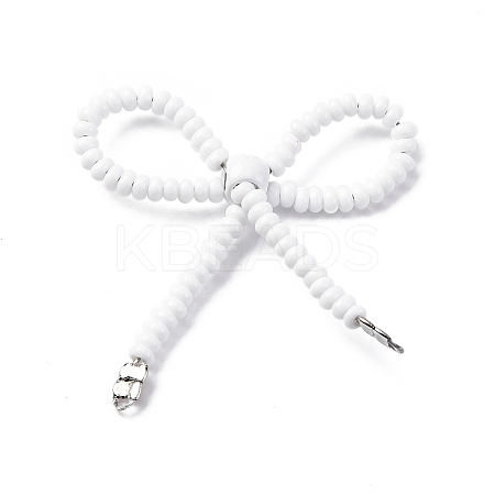 Alloy & Glass Seed Beads Bowknot Chandelier Component Links PALLOY-D359-03A-1