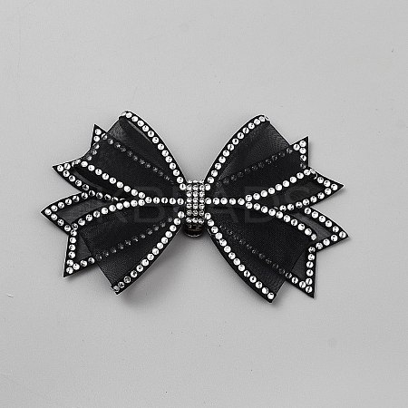 Bowknot Gauze & Rhinestone Shoe Decoration AJEW-WH20067-121A-1