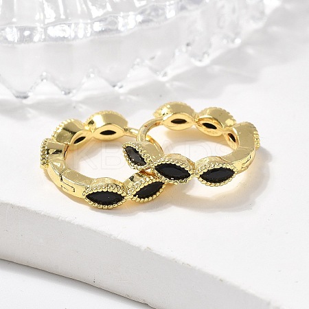 Brass Micro Pave Cubic Zirconia Huggie Hoop Earrings LS-EJEW-K083-34G-A-1