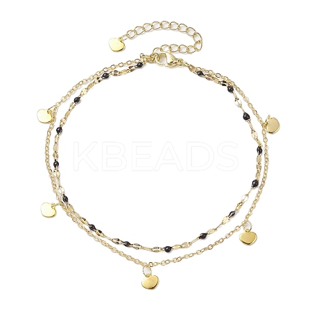304 Stainless Steel Double Layer Chain Anklets AJEW-AN00632-05-1