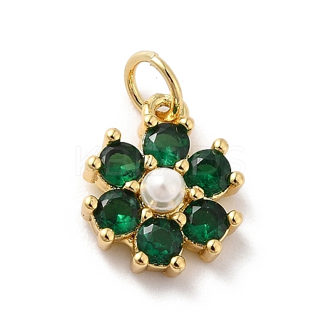 Rack Plating Brass Micro Pave Cubic Zirconia Charms KK-A160-22F-G-1
