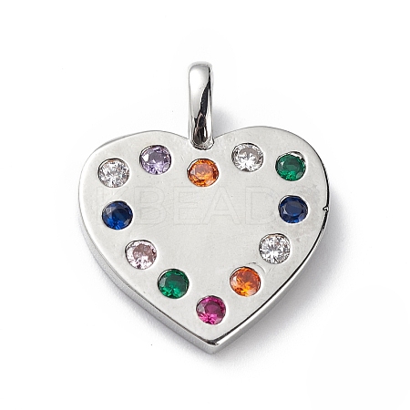 Rack Plating Brass Micro Pave Cubic Zirconia Pendants KK-C019-12P-01-1