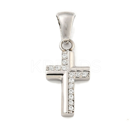 304 Stainless Steel Cubic Zirconia Pendants STAS-C102-04A-P-1