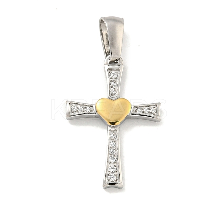 Ion Plating(IP) 304 Stainless Steel Cubic Zirconia Pendants STAS-C102-05GP-1