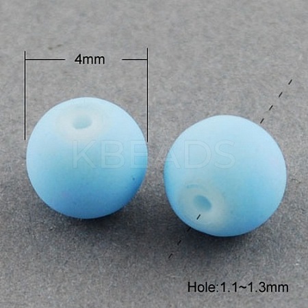 Rubberized Style Painted Glass Round Bead Strands X-DGLA-S072-4mm-26-1