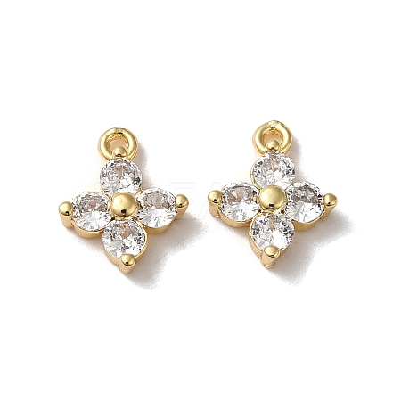 Brass with Glass Rhinestone Charms KK-B079-17G-1