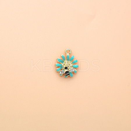 Golden Tone Alloy Enamel Pendants PW-WGF7304-02-1