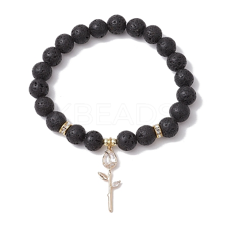 Natural Lava Rock Beaded Stretch Bracelets BJEW-JB11000-02-1