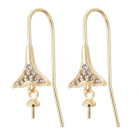 Brass Micro Pave Cubic Zirconia Earring Hooks KK-K244-37G-1