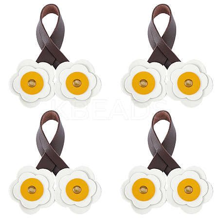 4Pcs PU Leather Flower Pendant Decorations AJEW-FH0009-99B-1