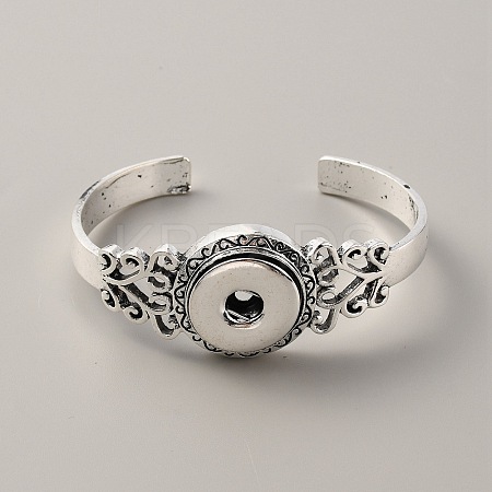 Alloy Interchangeable Snap Open Cuff Bangle Settings BJEW-WH0014-010-1