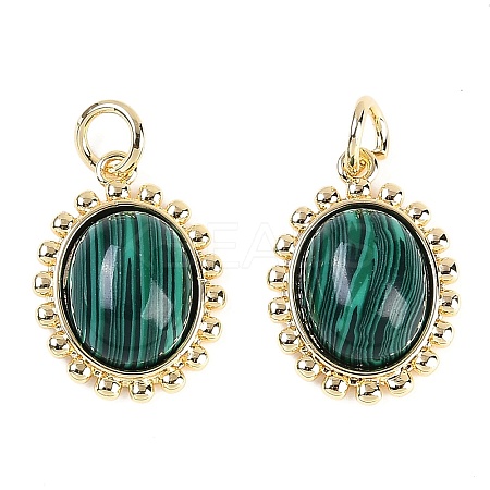 Synthetic Malachite Oval Pendants KK-U043-46G-C-1