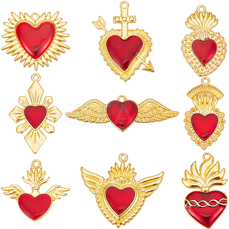 18Pcs 9 Styles Alloy Enamel Pendants ENAM-SC0005-06-1