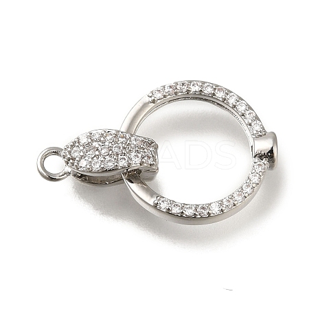 Brass Micro Pave Clear Cubic Zirconia Fold Over Clasps KK-H480-28P-1