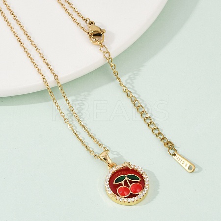 Brass Micro Pave Cubic Zirconia Pendant Neckalces for Women NJEW-C076-01B-G-1