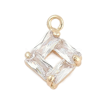 Rack Plating Brass with Cubic Zirconia Pendants KK-Q018-05G-1
