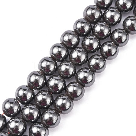 Magnetic Synthetic Hematite Beads Strands X-G-Q893-12mm-1