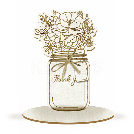 Mother's Day Wood Flower Bouquet Greeting Card AJEW-WH0441-006-1