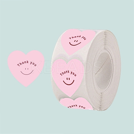 500Pcs Heart with Thank You Roll Stickers DIY-U008-01B-1