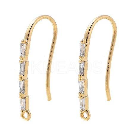 Brass Micro Pave Clear Cubic Zirconia Earring Hooks KK-G516-04G-1