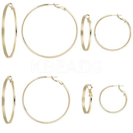 4 Piars 4 Styles Brass Ring Hoop Earrings for Women EJEW-BBC0001-71-1