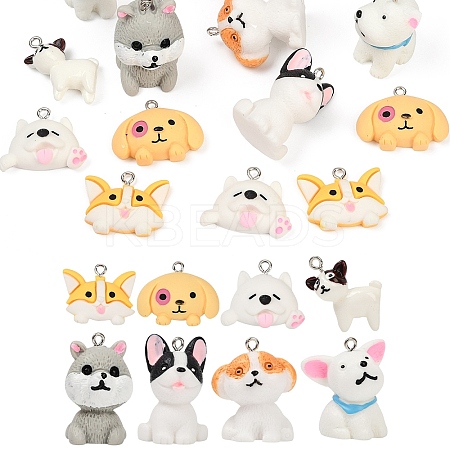 16Pcs 8 Styles Cartoon Opaque Resin Pendants RESI-YW0003-18-1