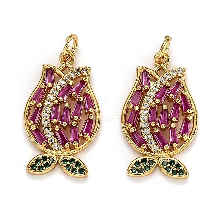 Brass Micro Pave Cubic Zirconia Pendants X-ZIRC-L100-031G-1