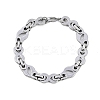 201 Stainless Steel Hollow Oval Byzantine Chain Bracelets BJEW-B078-145P-1
