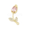 Brass Pearl Pink & Clear Cubic Zirconia Connector Charms KK-G520-01G-1