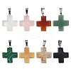 20Pcs Opalite/Synthetic Goldstone/Malachite/Turquoise/Natural Blue Spot Jasper/Crazy Agate/Green Aventurine/Indian Agate/Topaz Jade Cross Pendants G-YW0002-27-1