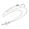 304 Stainless Steel Cross Pendant 3 Layer Necklaces for Women LS-NJEW-F343-02P-5