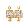Brass Pave Clear Cubic Zirconia Connector Charms KK-Z121-06G-02-1