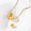 304 Stainless Steel Round Ball Pendant Snake Chain Necklaces LS-NJEW-U028-03G-2