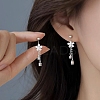 999 Fine Silver Flower Tassel Ear Plug Gauges EJEW-P296-10S-3