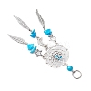 6Pcs 6 Styles Natural & Synthetic Mixed Gemstone & Alloy Woven Web/Net with Feather Big Pendants PALLOY-JF03443-5