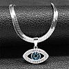 304 Stainless Steel Rhinestone Snake Chain Evil Eye Pendant Necklaces NJEW-K273-02P-1