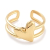 304 Stainless Steel Heart Open Cuff Rings for Women RJEW-K273-11G-2
