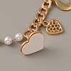 Pearl Plastic Beads & Heart & Moon & Teardrop Charms Link Chain Phone Case Double Chain Strap LS-AJEW-WH0041-61G-3