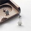 316L Surgical Stainless Steel Snowflake Straight Barbell 15 Gauge Piercing Tongue Rings for Women Men FS-WGAECD9-01-3