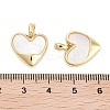 Brass Pave Natural Shell Heart Charms KK-C051-24G-3