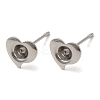 Non-Tarnish Heart 201 Stainless Steel Stud Earring Findings STAS-Q315-02P-1