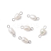Natural Cultured Freshwater Pearl Rice Connector Charms PALLOY-JF04478-02-1