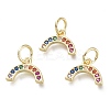 Brass Micro Pave Clear Cubic Zirconia Pendants X-KK-P188-O01-G-1