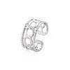 304 Stainless Steel Curb Chain Shape Open Cuff Ring for Women RJEW-S405-150P-3