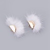 Faux Mink Fur Semi Circle Pendants WOVE-F021-02G-09-1-2