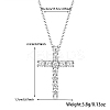 Cross Rhodium Plated 925 Sterling Silver Micro Pave Clear Cubic Zirconia Pendant Necklaces RV3627-3-1
