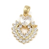 Brass Micro Pave Clear Cubic Zirconia Pendants ZIRC-M001-16A-G-1