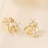 Elegant Flower Brass Clear Cubic Zirconia Geometric Stud Earrings for Women MO8139-4