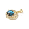 Brass Micro Pave Clear Cubic Zirconia with Resin Pendants KK-L239-048G-02-2